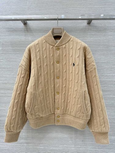 ウール＆カシミヤ ケーブル編み ボンバージャケット ラルフローレン ニット コピー キャメル