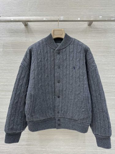 ラルフローレン ニット コピー ウール＆カシミヤ ケーブル編み ボンバージャケット グレー