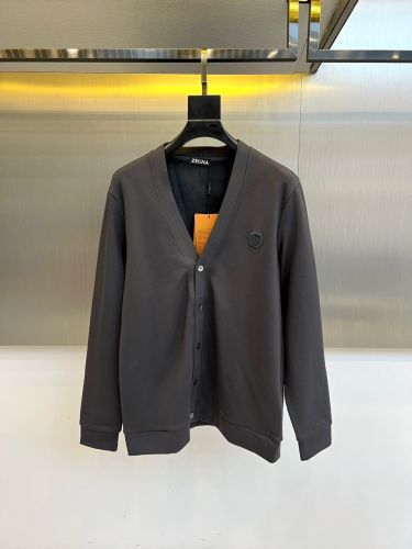 エルメネジルド・ゼニア 偽物 洗練された シンプル Vネック カーディガン グレー