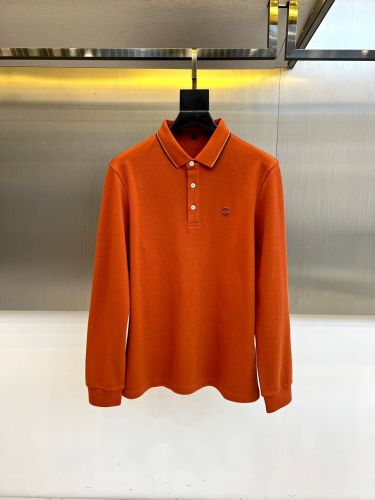 エルメネジルド・ゼニア Tシャツ コピー 洗練された クラシック 長袖 ポロシャツ オレンジ