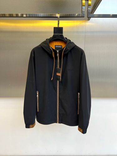 エルメネジルド・ゼニア ジャケット 偽物 カジュアル スタイリッシュ フード付きジャケット ブラック