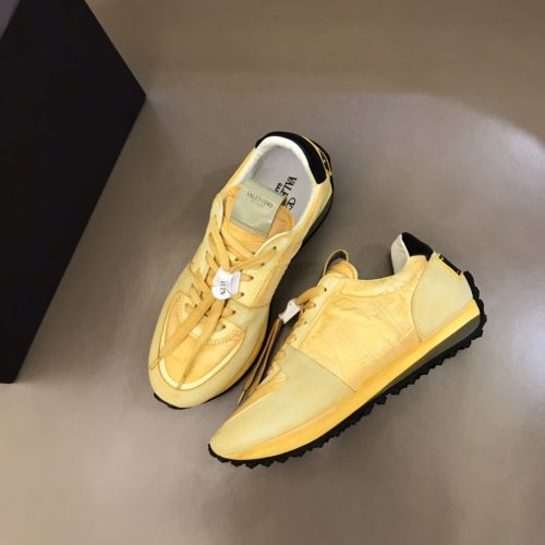 カジュアル スタイリッシュ 異素材 スニーカー ヴァレンティノ スーパーコピー イエロー