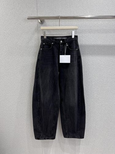 トレンド バレルレッグデニムパンツ アレキサンダーワング ジーンズ コピー ブラック
