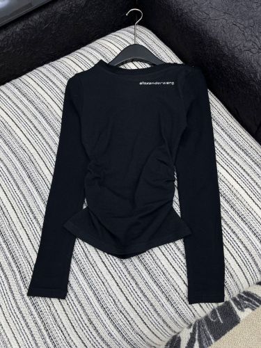 洗練された エレガント ラインストーンロゴ カットソー アレキサンダーワング Tシャツ コピー ブラック