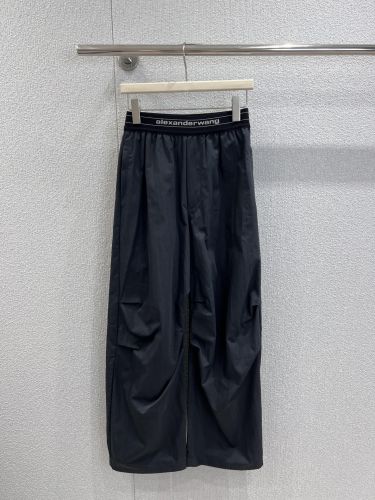 アレキサンダーワング パンツ 偽物 スタイリッシュ ウエストロゴ ロングパンツ ブラック