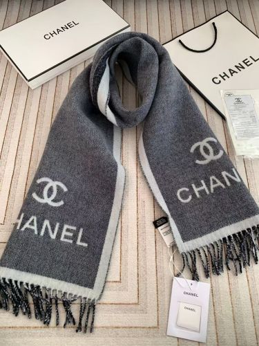 シャネル スカーフ 偽物 ユニセックス 上品 ジャガードロゴ ウール マフラー 