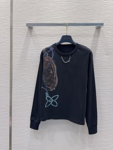 キープイット プリント ロングスリーブTシャツ ルイ・ヴィトン Tシャツ コピー ブラック