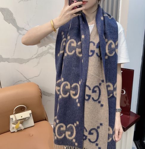 リバーシブル ユニセックス グッチ スカーフ 偽物 ジャンボGG カシミヤ マフラー