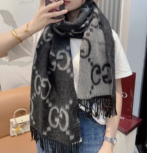 ユニセックス グッチ スカーフ 偽物 ジャンボGG リバーシブル カシミヤ マフラー