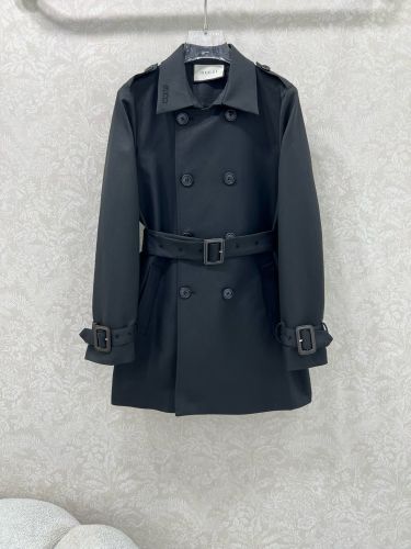 クラシック コットン ダブルブレスト トレンチコート グッチ ジャケット コピー ブラック