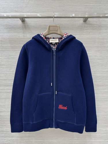 カジュアル ニットジップアップパーカー グッチ ニット コピー ネイビー