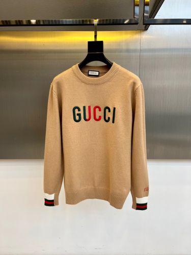 グッチ セーター 偽物 定番 合わせやすい クルーネックニット トップス キャメル