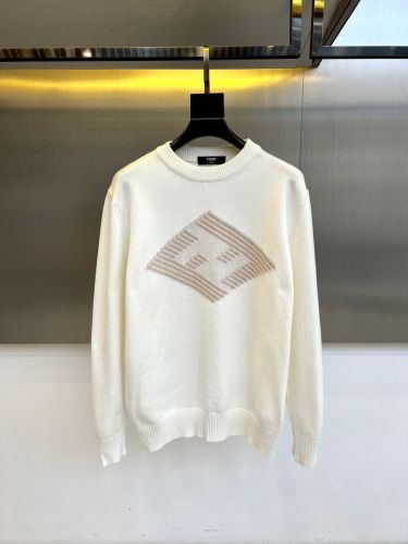 秋冬 定番 クルーネック プルオーバー フェンディ セーター 偽物 トップス ホワイト