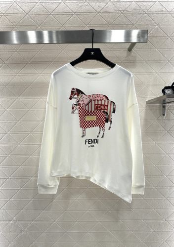 目を引く プリント ロングスリーブTシャツ フェンディ Tシャツ 偽物 コットン
