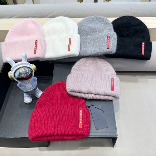 シンプル リブ編み ニットキャップ プラダ キャップ 偽物 ロゴ入り ユニセックス