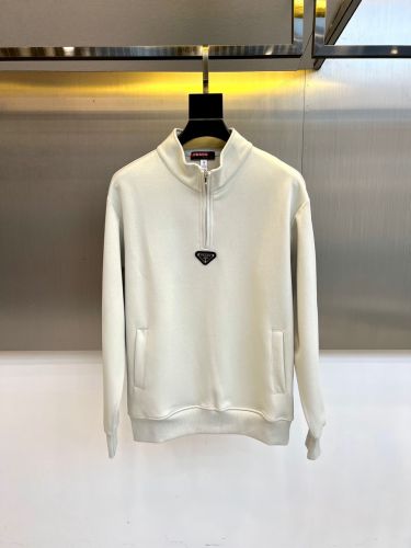 トライアングルロゴ ハーフジップ スウェットシャツ プラダ Tシャツ 偽物 コットン