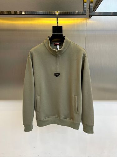 プラダ Tシャツ 偽物 コットン トライアングルロゴ ハーフジップ スウェットシャツ 