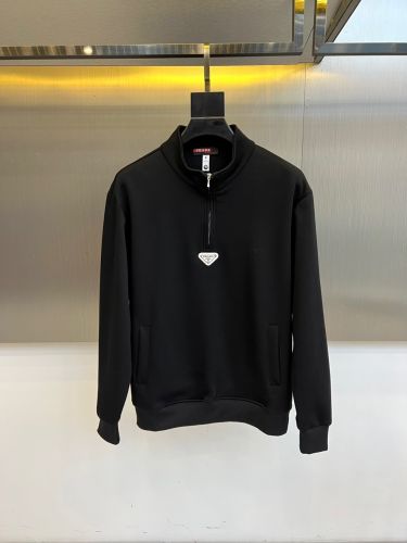 コットン ハーフジップ スウェットシャツ プラダ Tシャツ 偽物 トライアングルロゴ 
