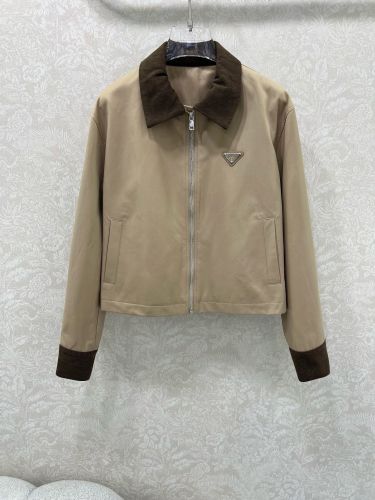洗練された カジュアル ショートブルゾン プラダ ジャケット 偽物 ベージュ