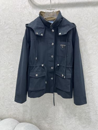 カジュアル お洒落 フード付き マウンテンパーカー プラダ ジャケット 偽物 ブラック