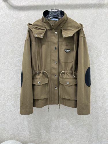 カジュアル お洒落 フード付き マウンテンパーカー プラダ ジャケット 偽物 カーキ