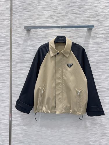 カジュアル バイカラー ラグランスリーブ ブルゾン プラダ ジャケット 偽物 
