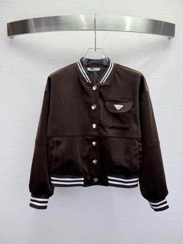 洗練された ベルベット スタジャン ブルゾン プラダ ジャケット 偽物 ダークブラウン