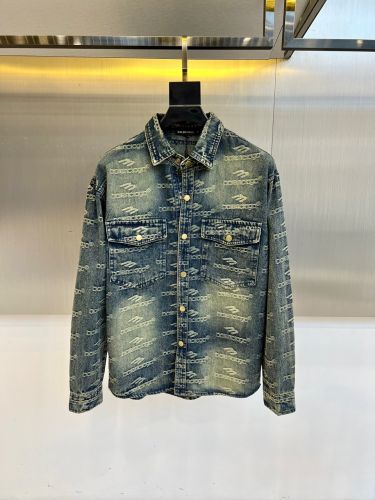 スタイリッシュ ロゴ総柄 デニムシャツ バレンシアガ シャツ コピー トップス