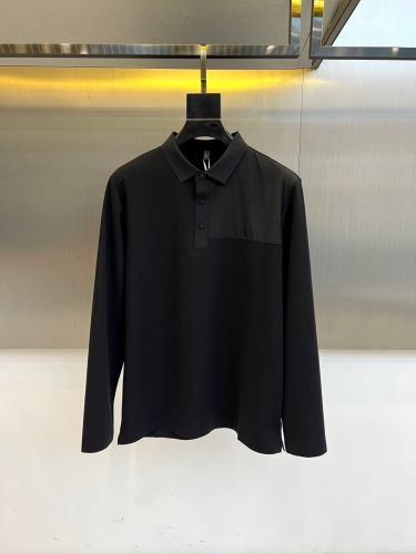 カジュアル ナイロン切り替え 長袖ポロシャツ バーバリー Tシャツ 偽物 ブラック