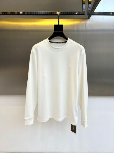 エルボーパッチ付き クルーネック長袖Tシャツ バーバリー Tシャツ 偽物 ホワイト