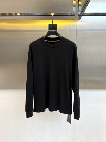 エルボーパッチ付き クルーネック長袖Tシャツ バーバリー Tシャツ 偽物 ブラック