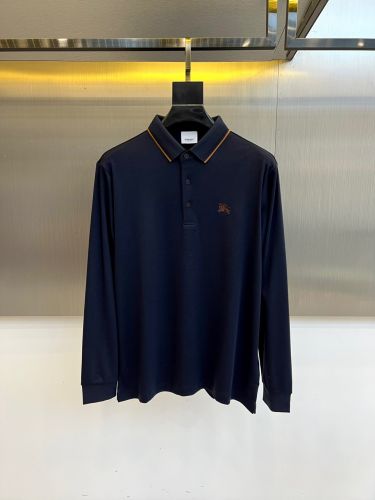カジュアル 合わせやすい バーバリー Tシャツ 偽物 長袖 ポロシャツ ネイビー