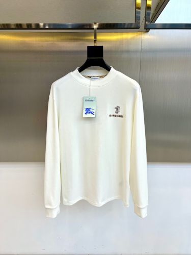 シンプル ロゴ刺繍 コットン 長袖Tシャツ バーバリー Tシャツ 偽物 ホワイト