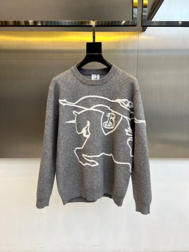 目を引く 合わせやすい クルーネックニット バーバリー セーター 偽物 グレー