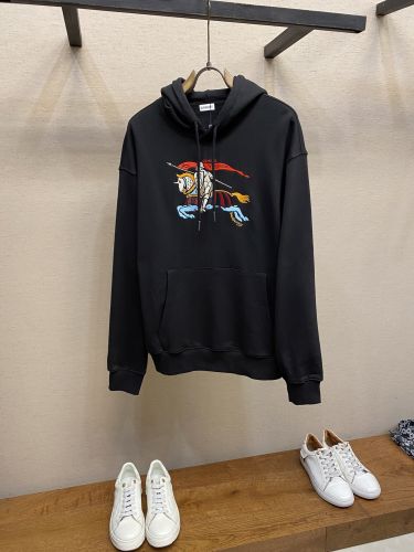 カジュアル コットン フーディー バーバリー パーカー 偽物 プルオーバー ブラック