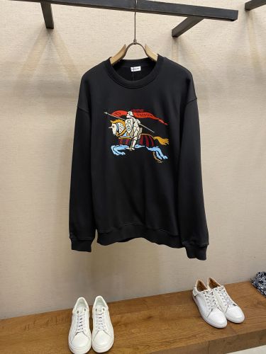 カジュアル コットン スウェットシャツ バーバリー パーカー 偽物 プルオーバー ブラック