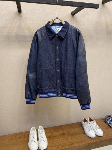 カジュアル 上品 デニム×レザー ブルゾン セリーヌ ジャケット 偽物 