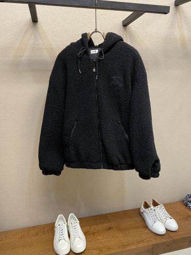 トリオンフ フード付き フリースジャケット セリーヌ ジャケット 偽物 ブラック