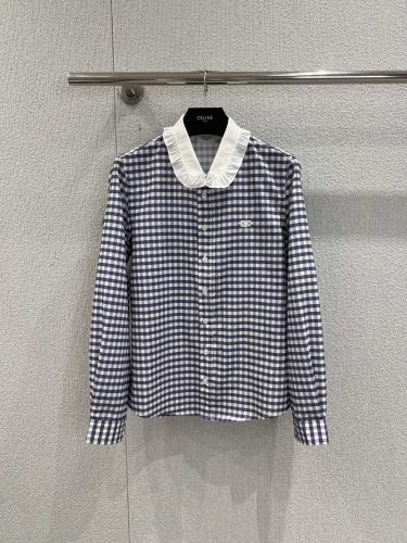 定番 カジュアル コットン チェック柄 長袖シャツ セリーヌ シャツ 偽物 トップス