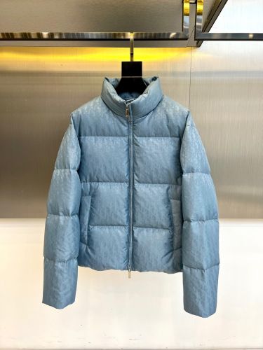 上品 ディオールオブリーク柄 ダウンブルゾン クリスチャン・ディオール ダウンジャケット 偽物 ブルー
