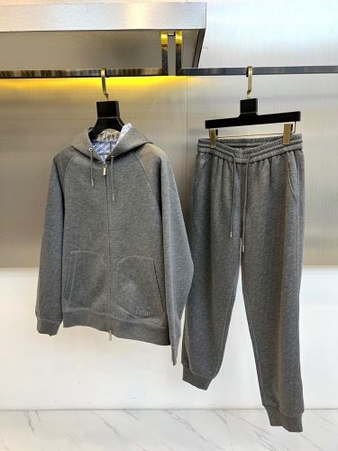 ジップアップパーカー＆スウェットパンツ 上下セット クリスチャン・ディオール セットアップ 偽物 グレー