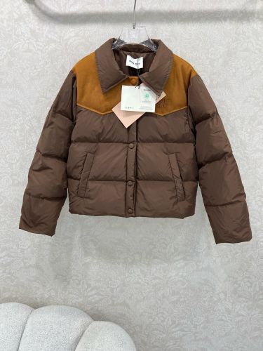 カジュアル 切り替え ミュウミュウ ダウンジャケット コピー 襟付き ダウンブルゾン