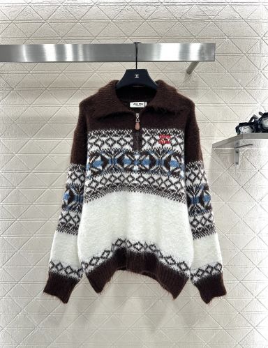秋冬らしい フェアアイル柄 ハーフジップセーター ミュウミュウ セーター 偽物