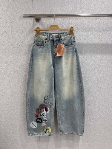 おしゃれ バルーン デニムパンツ ミュウミュウ ジーンズ 偽物 合わせやすい
