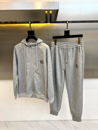 アナグラム刺繍 フーディー＆ジョガーパンツ 上下セット ロエベ セットアップ 偽物 グレー