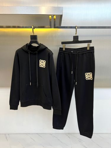 アナグラム フーディー＆スウェットパンツ 上下セット ロエベ セットアップ 偽物 ブラック