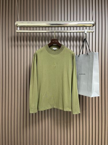 アナグラム刺繍 クルーネック 長袖Tシャツ ロエベ Tシャツ 偽物 グリーン
