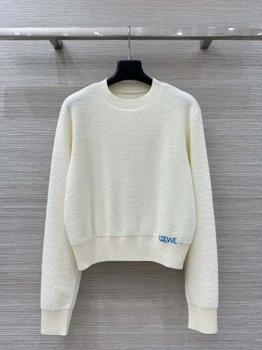 洗練された 上品 ロゴ クルーネック ロエベ セーター コピー ベージュ