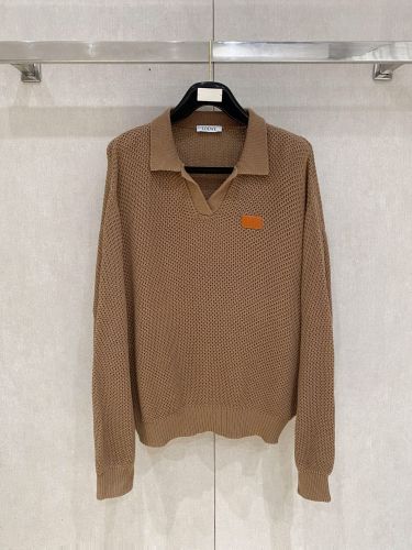 洗練された スキッパーネック ニットポロセーター ロエベ セーター 偽物