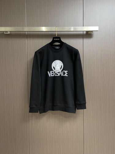 定番 ロゴ入り クルーネック スウェットシャツ ヴェルサーチ Tシャツ 偽物 ブラック